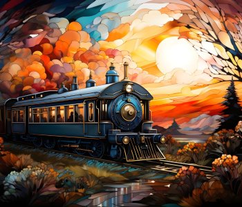 Train canvas painting