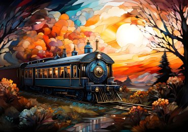 Train canvas painting